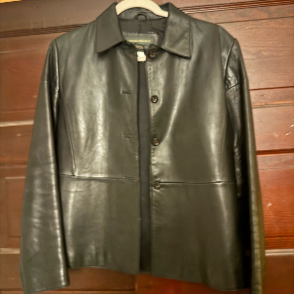 Banana Republic Sleek Black Leather Jacket VINTAGE